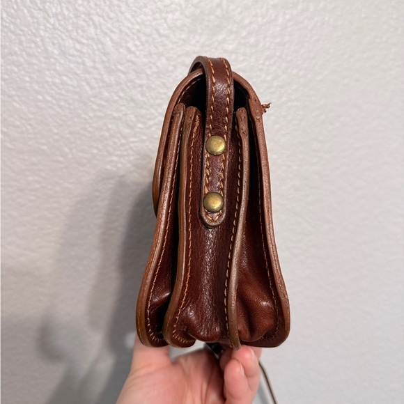 Florence Made In Italy Brown Leather Small Pocket Crossbody Bag/Purse - Picture 10 of 11